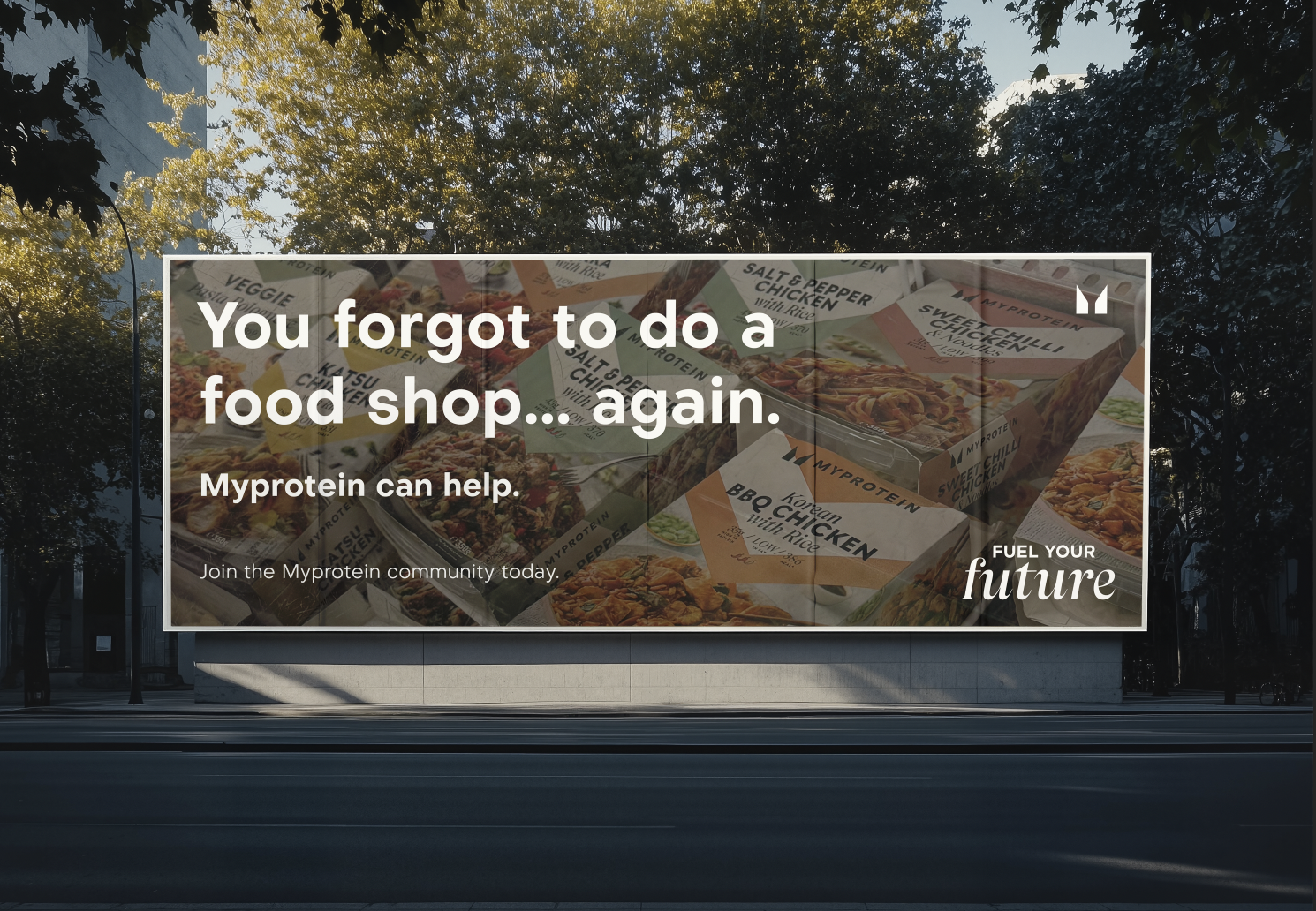 Conceptual Fuel Your Future billboard about forgetting to eat during a long day