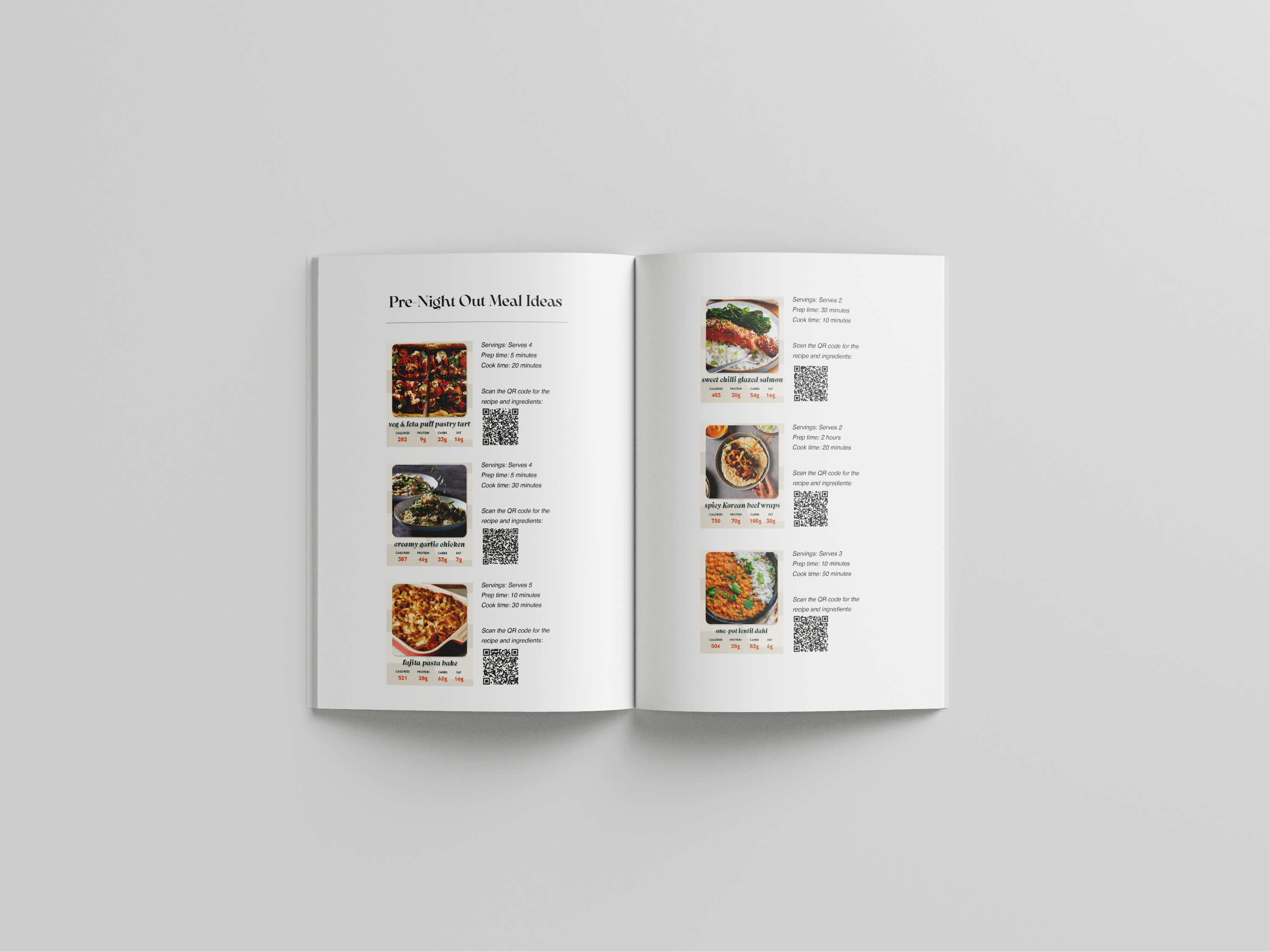 Recipe spreads from the Fuel Your Future publications