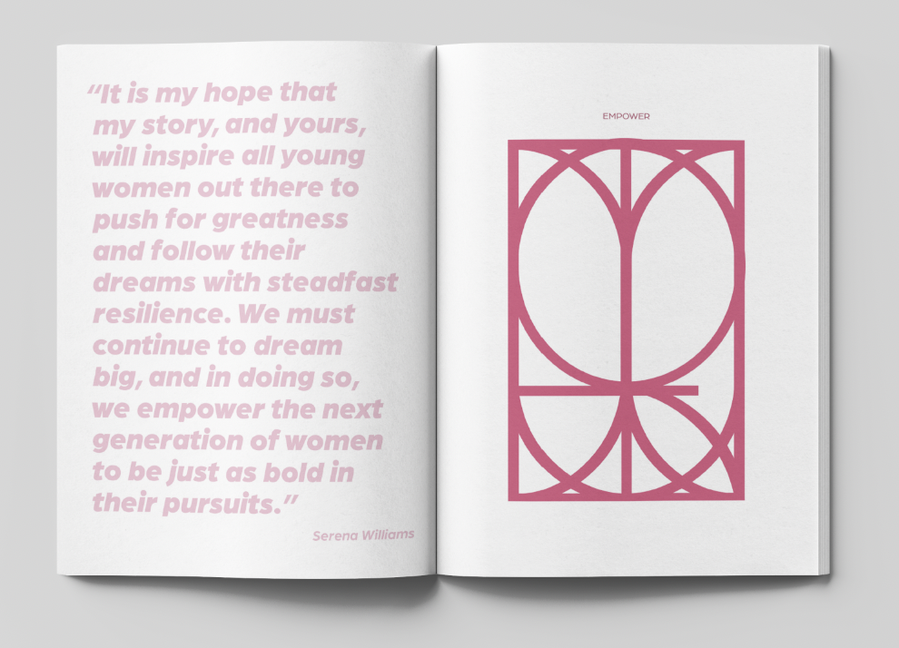 Custom decorative letterforms spelling Empower