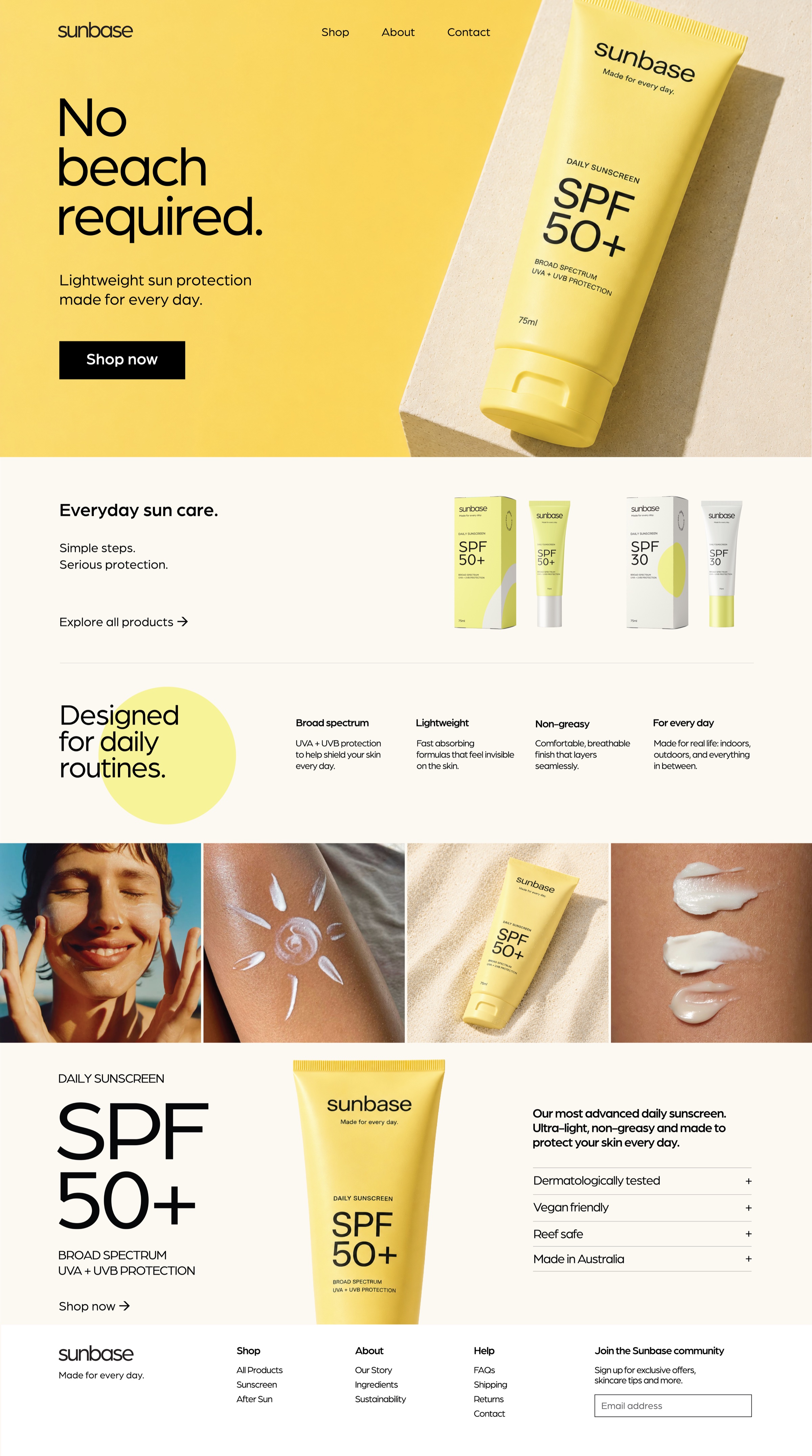 Full Sunbase conceptual webpage design