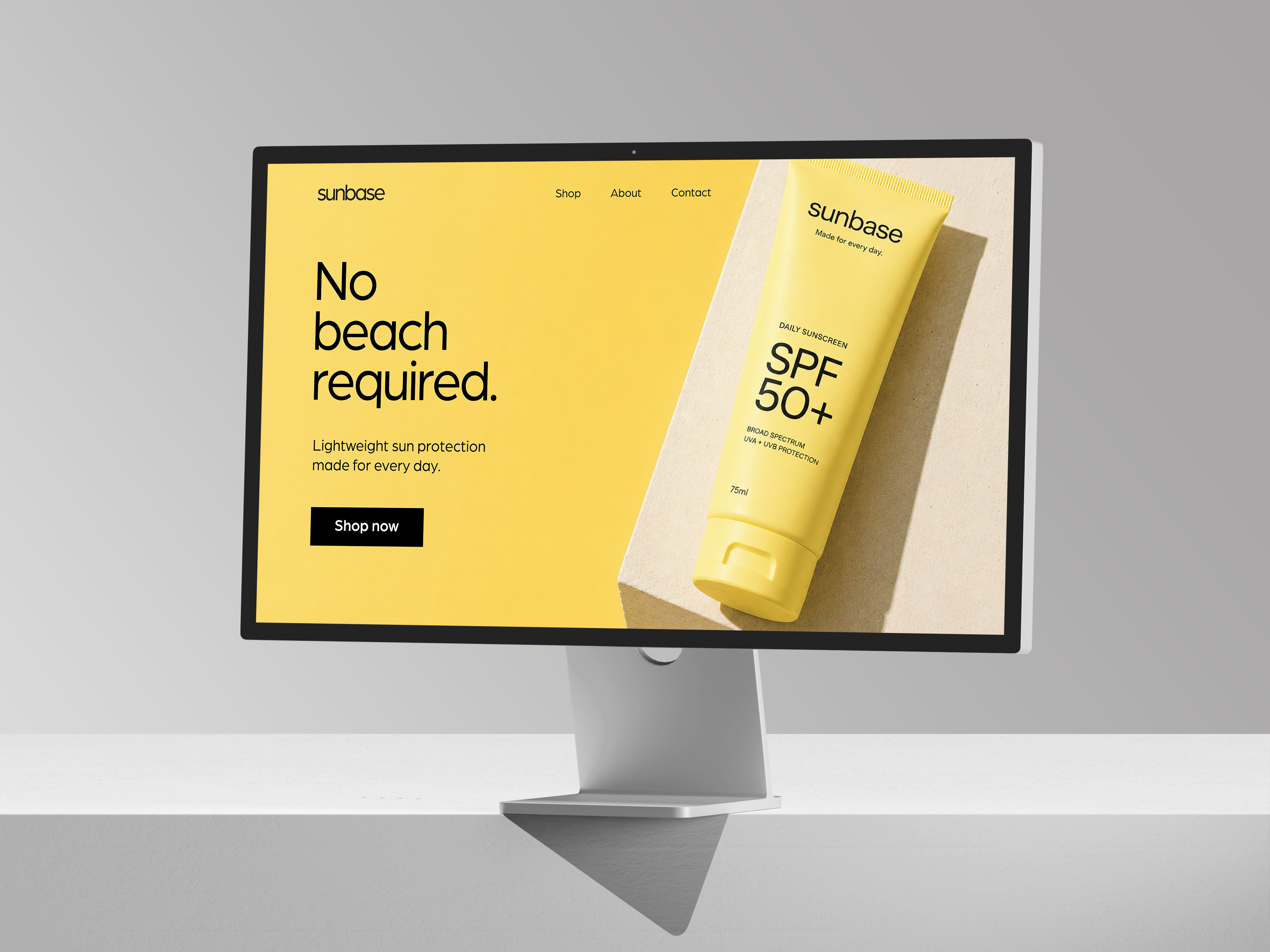 Sunbase conceptual website shown in a laptop mockup