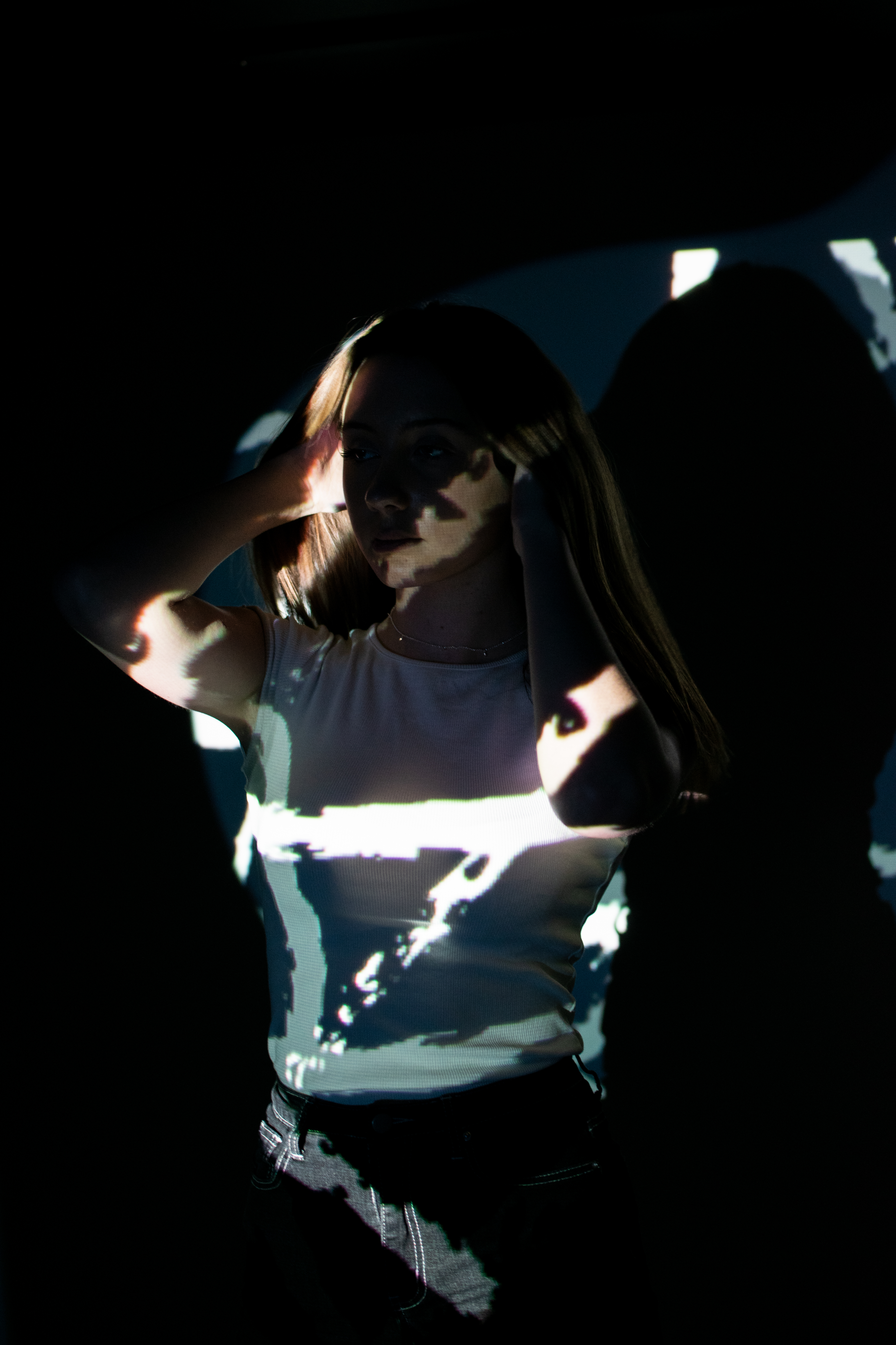 Portrait illuminated with a projection
